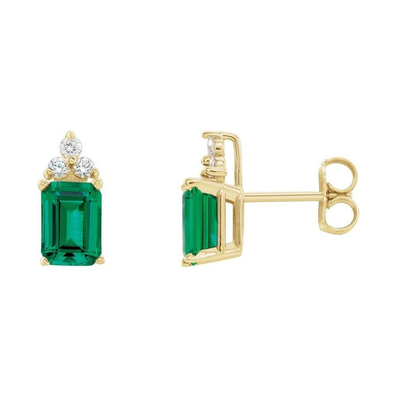 Emerald 4-Prong Accented Earrings
