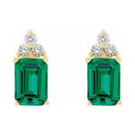 Emerald 4-Prong Accented Earrings