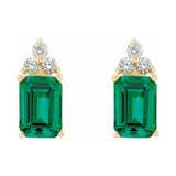 Emerald 4-Prong Accented Earrings
