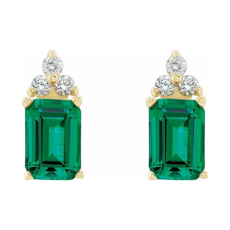 Emerald 4-Prong Accented Earrings