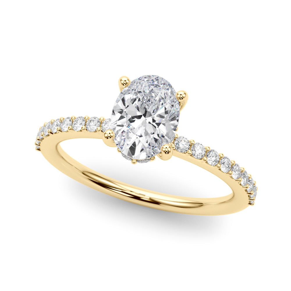 18K Yellow Gold Lab Diamond Hidden Halo Ring