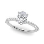 18K White Gold Lab Diamond Hidden Halo Oval Ring