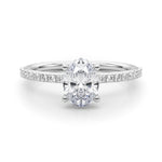 18K White Gold Lab Diamond Hidden Halo Oval Ring