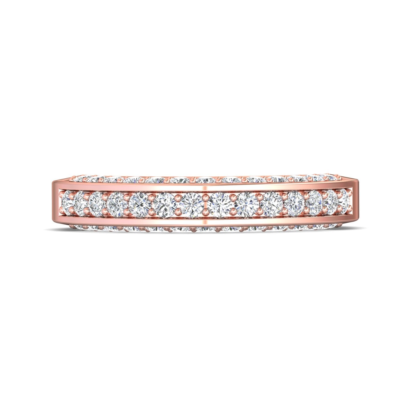18K Gold Pink Micropave Wedding Band from the Micropave collection - 5159FFCUWB_18KP_Prm_H-I_SI1