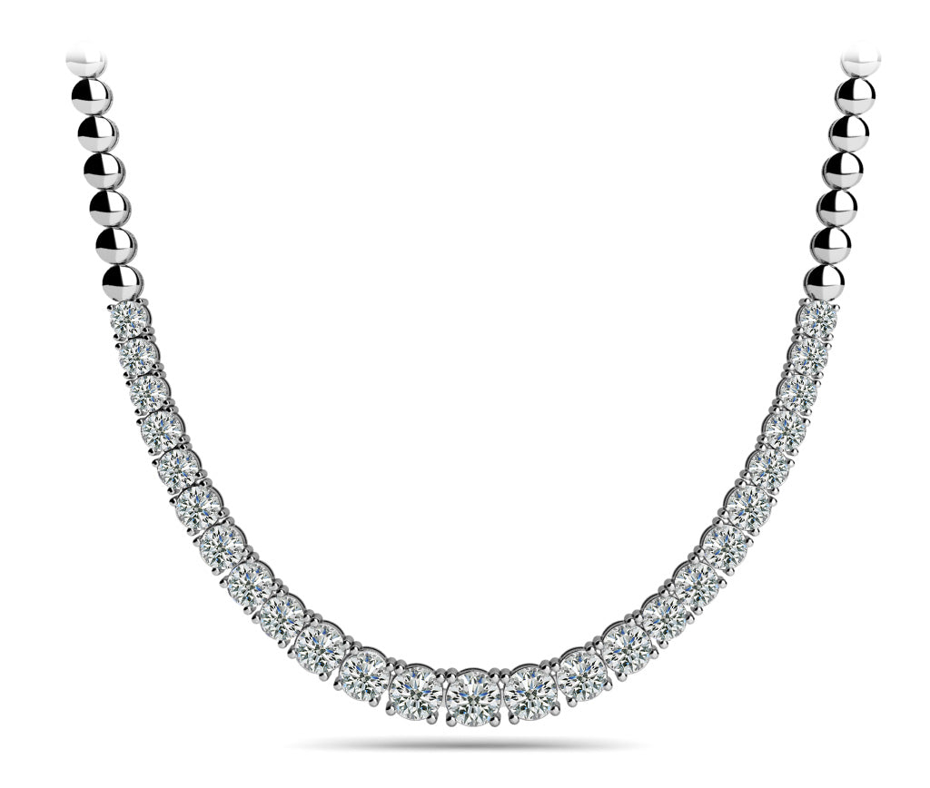 White Gold Lab Diamond Graduated Basket Necklace