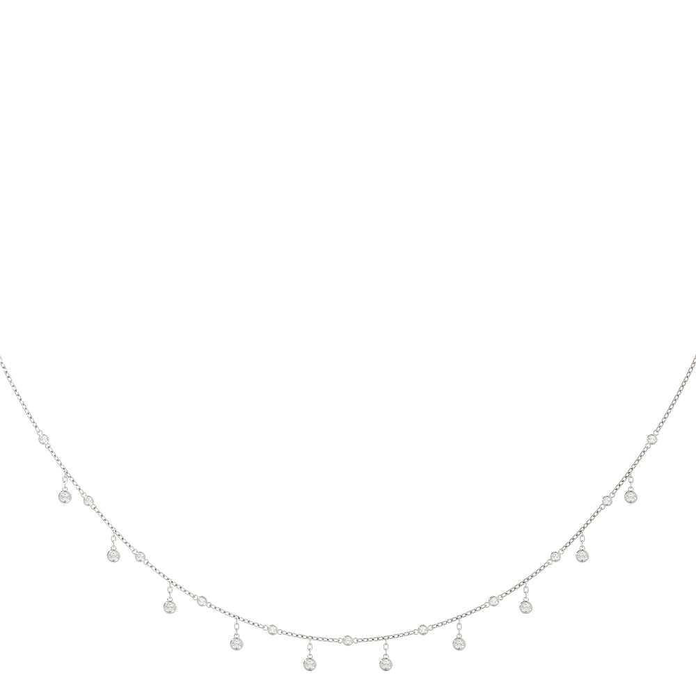 White Gold Multi-Diamond Layered Pendant Necklace