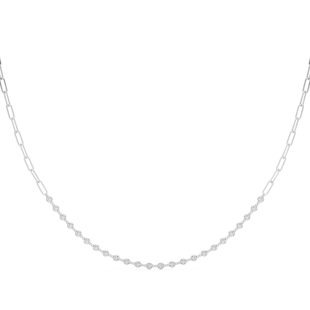 14K White Gold Lab Diamond Paper Clip Necklace