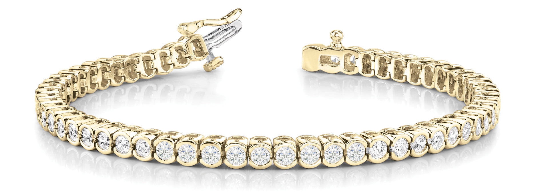 18K Yellow Gold Diamond Bezel Line Bracelet