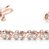 Rose Gold Diamond XO In Line Bracelet