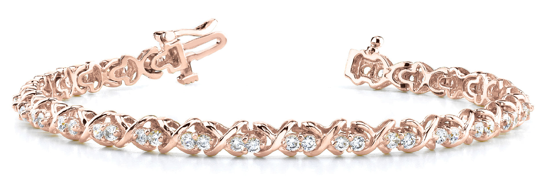 14K Rose Gold Diamond XO Line Bracelet