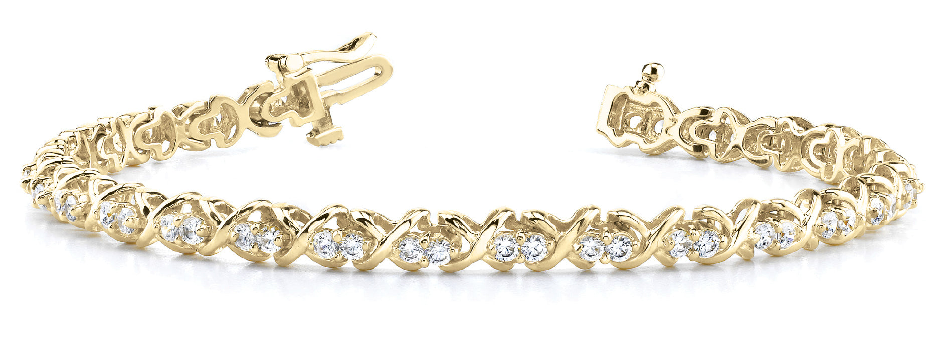 18K Yellow Gold Lab Diamond XO In Line Bracelet