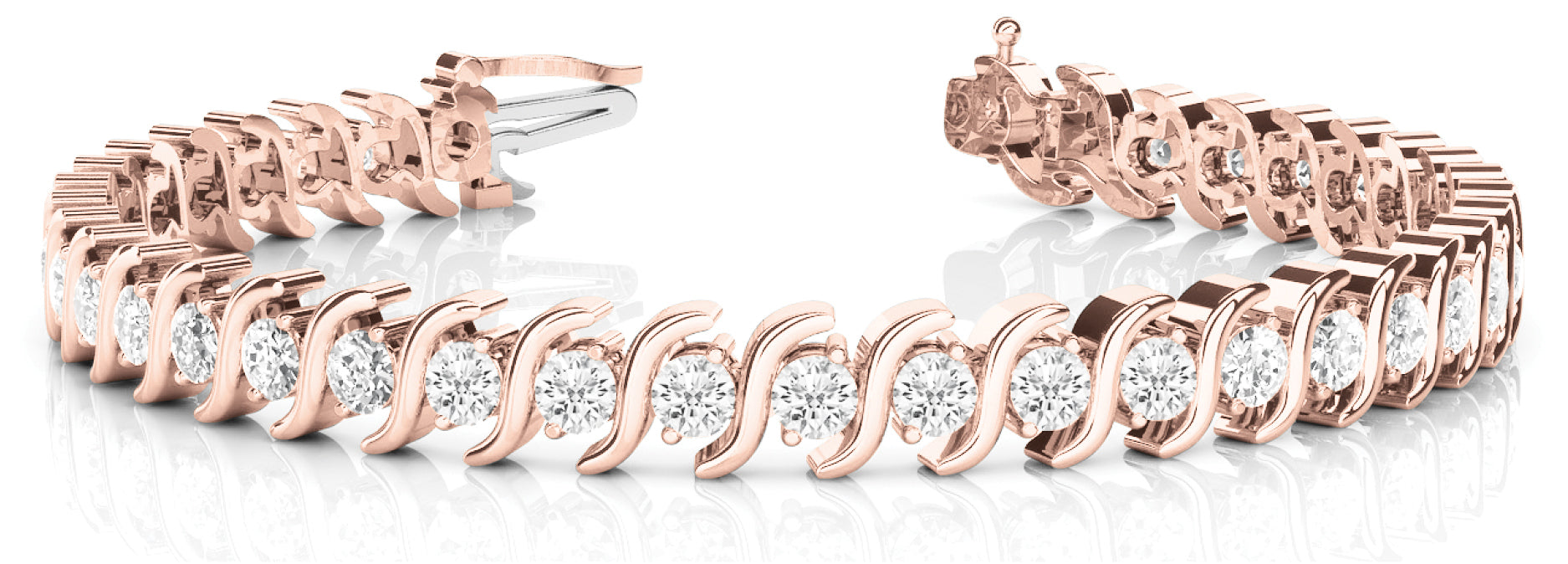 18K Rose Gold Diamond S Link Bracelet