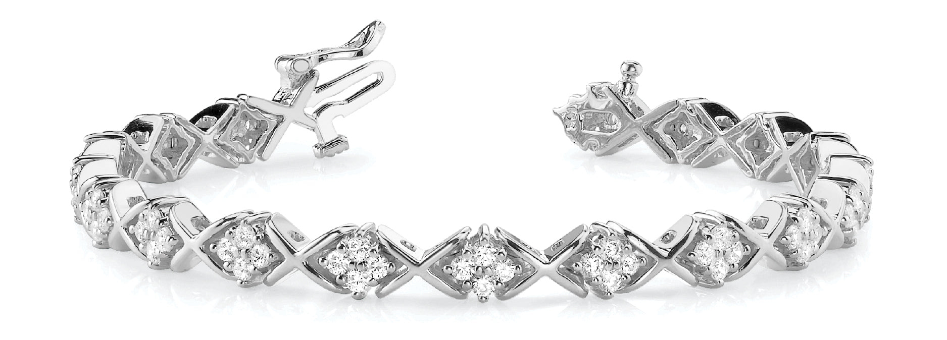 White Platinum 72-Diamond XO Line Bracelet