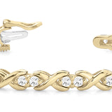 14K Yellow Gold Diamond XO Line Bracelet