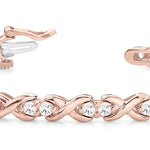 14K Rose Gold Diamond XO Line Bracelet