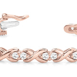 Rose Gold Diamond XO Line Bracelet