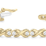 14K Yellow Gold Diamond XO Line Bracelet