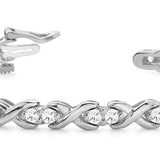 Platinum White Diamond In Line XO Bracelet