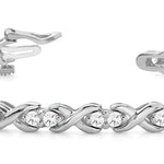 14K White Gold Diamond In Line XO Bracelet