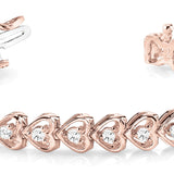 18K Rose Gold Diamond In Line Heart Bracelet