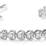 14K White Gold Lab Diamond Heart Line Bracelet