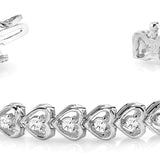 White Gold Lab Diamond Heart Line Bracelet