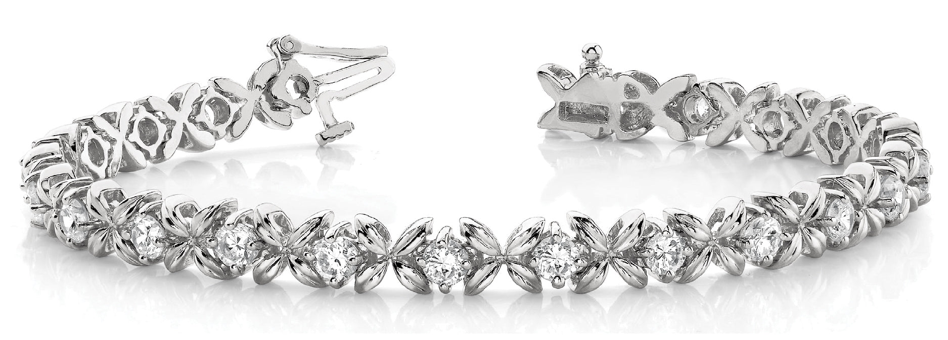 18K White Gold Diamond XO Line Bracelet