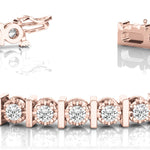 Rose Gold Diamond Bar Bracelet | 50 Lab Stones