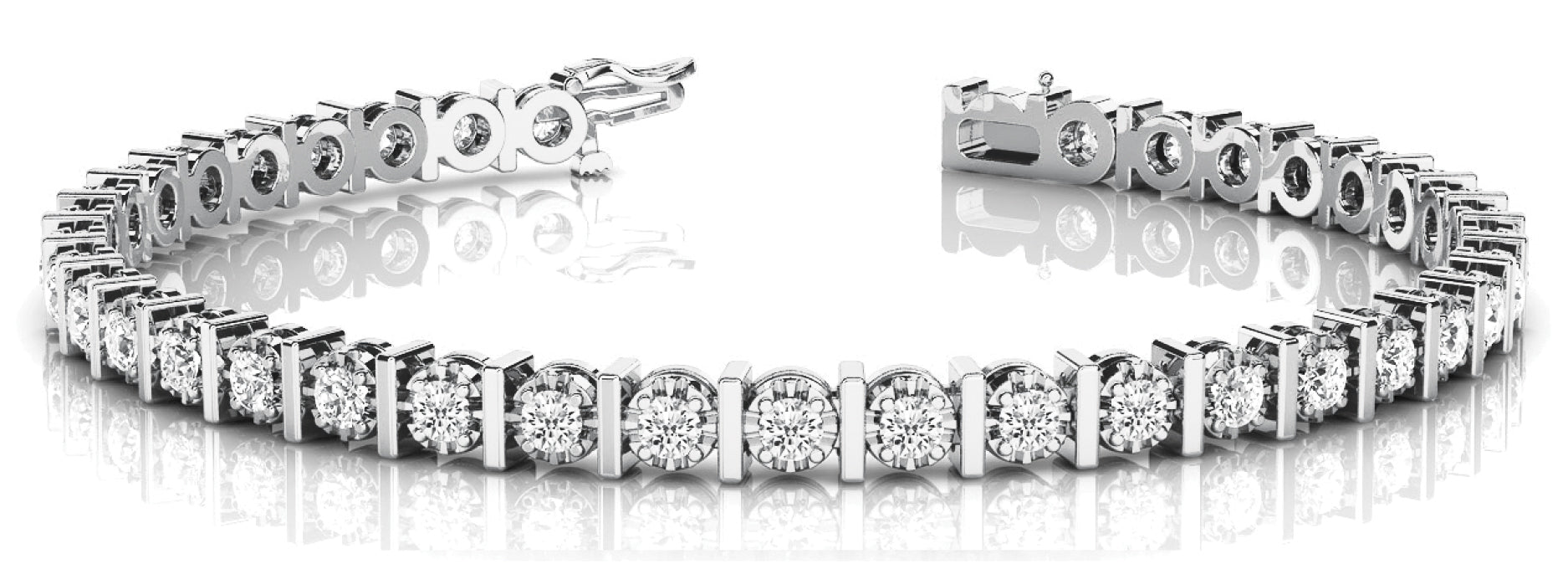 14K White Gold Lab Diamond Bar Bracelet