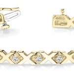 14K Yellow Gold Diamond XO Line Bracelet