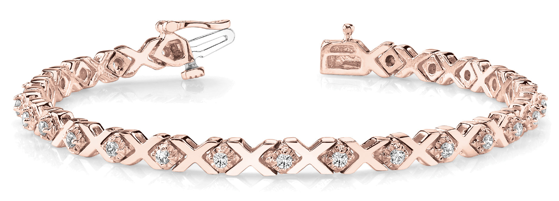 14K Rose Gold Diamond XO Line Bracelet