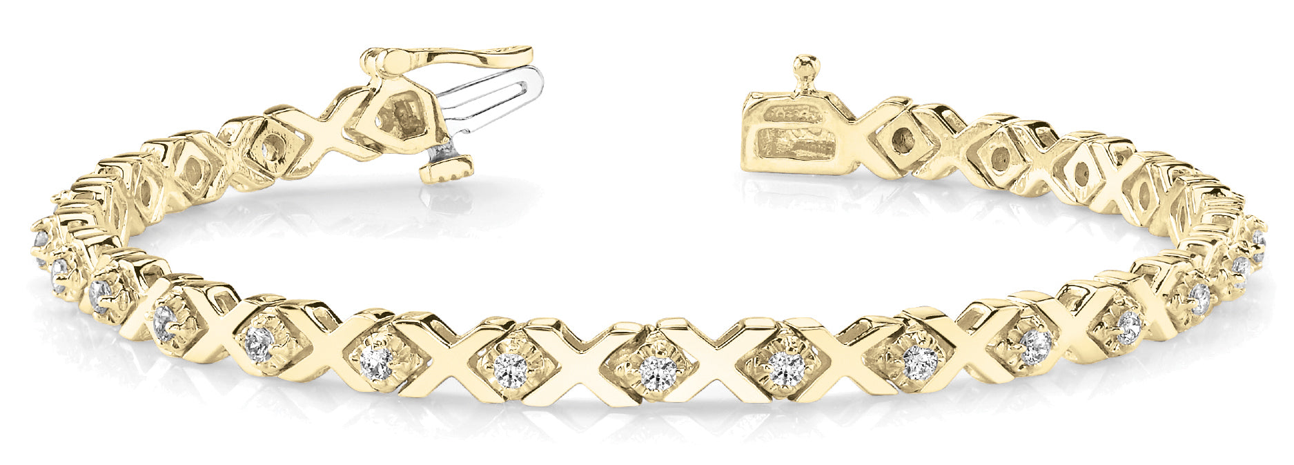18K Yellow Gold Diamond In Line XO Bracelet