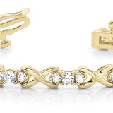 14K Yellow Gold Diamond XO Line Bracelet