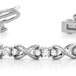 14K White Gold Diamond In Line XO Bracelet