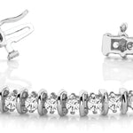 Platinum White Diamond Line Bar Bracelet