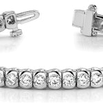 14K White Gold Diamond Line Bracelet