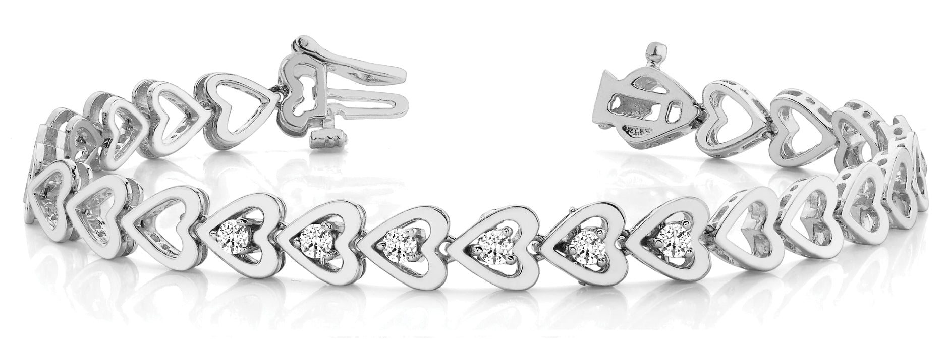 14K White Gold Diamond In-Line Bracelet
