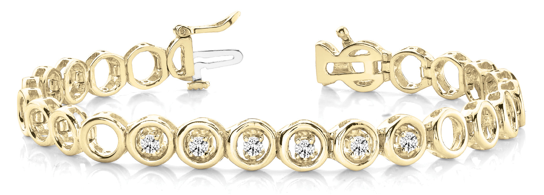 Yellow Gold Diamond In-Line Tennis Bracelet