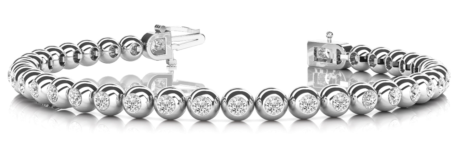 14K White Gold Lab Diamond In Line Bezel Bracelet