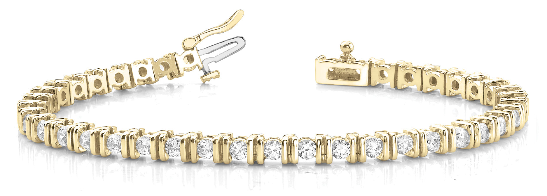 Yellow Gold Diamond Bar Line Bracelet