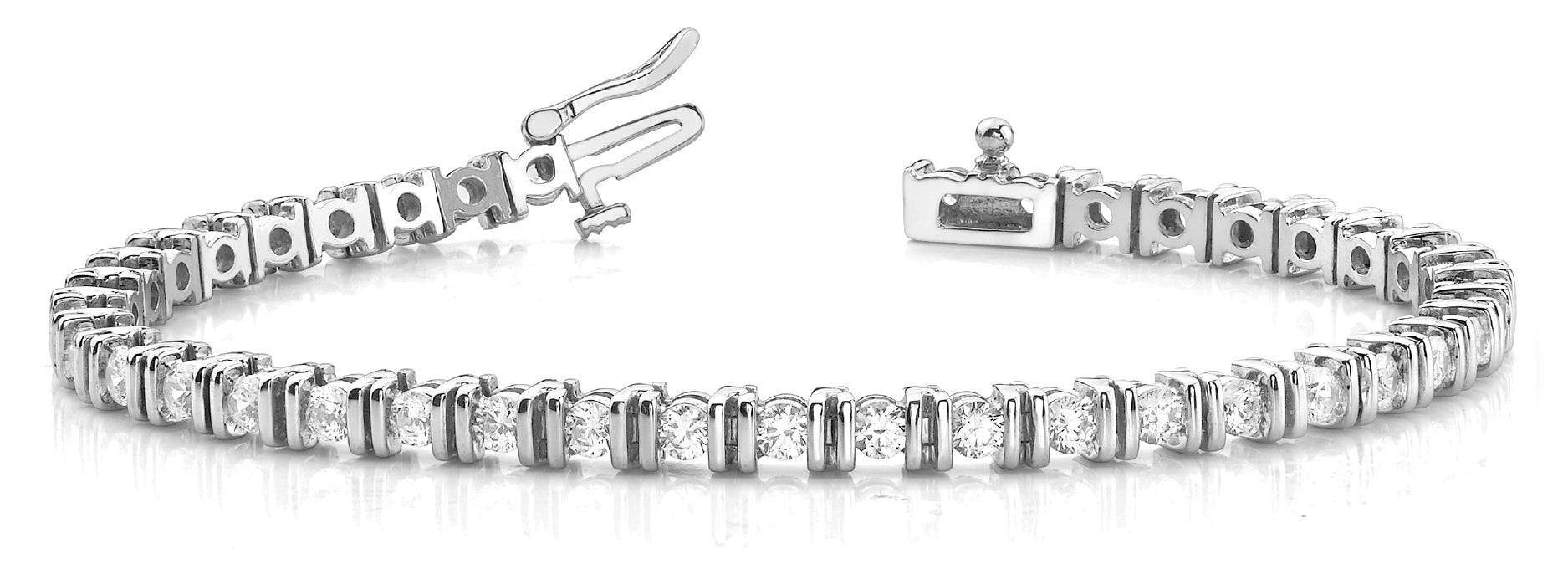 White Gold Lab Diamond In Line Bar Bracelet