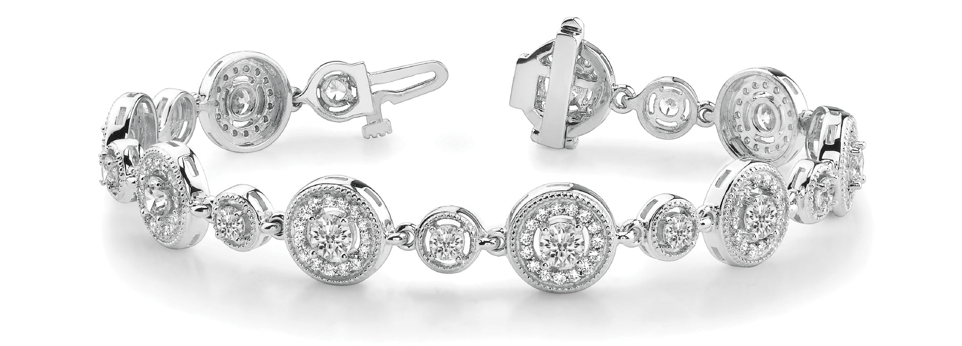 14K White Gold Lab Diamond Vintage Bracelet