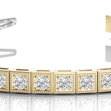 Vintage 14K Yellow Gold Diamond Tennis Bracelet