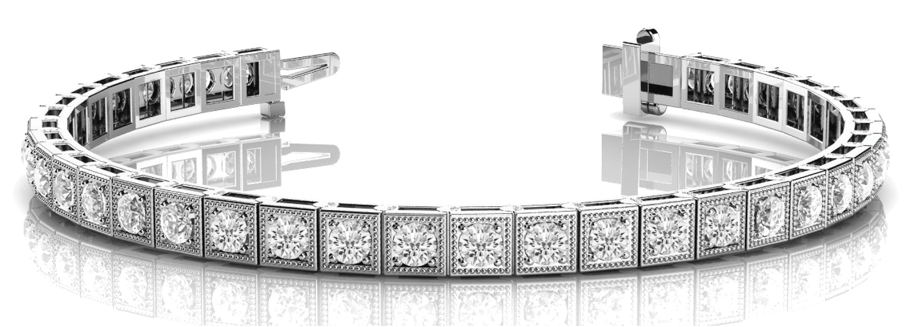 Vintage 14K White Gold Lab Diamond Tennis Bracelet