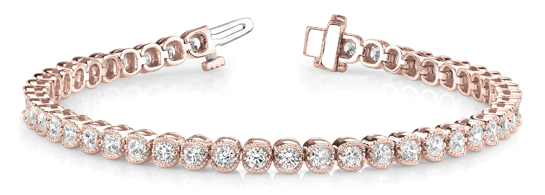 14K Rose Gold Lab Diamond Bezel Line Bracelet