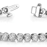 White Gold Lab Diamond In Line Bezel Bracelet
