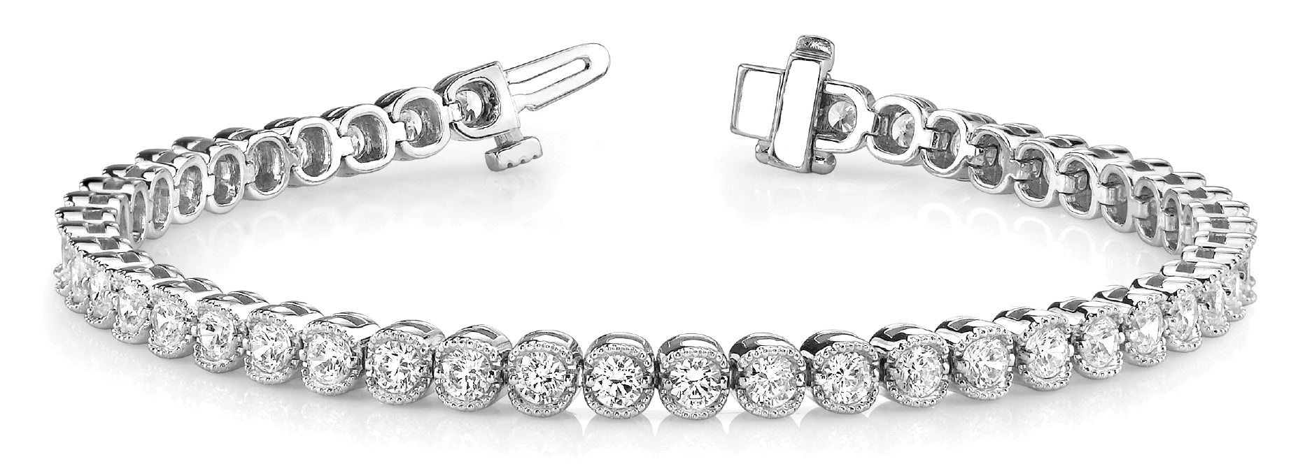 White Gold Lab Diamond In Line Bezel Bracelet