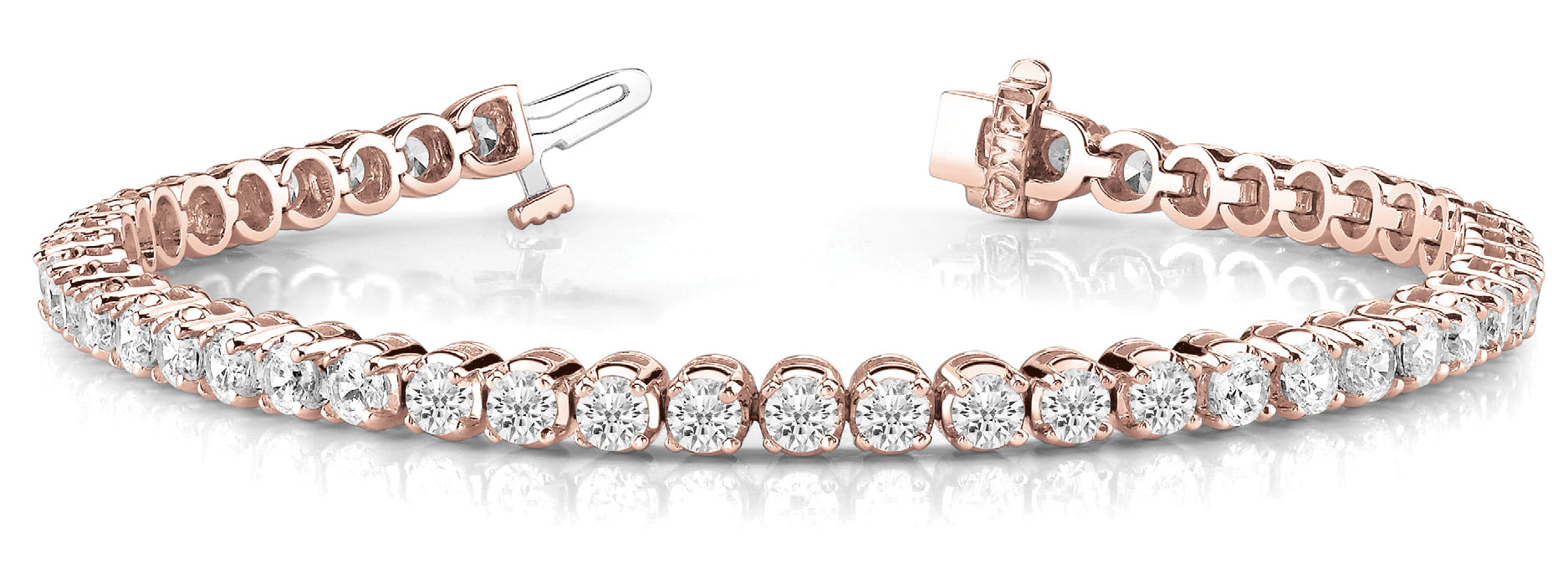 Rose Gold Lab Diamond In Line Prong Bracelet