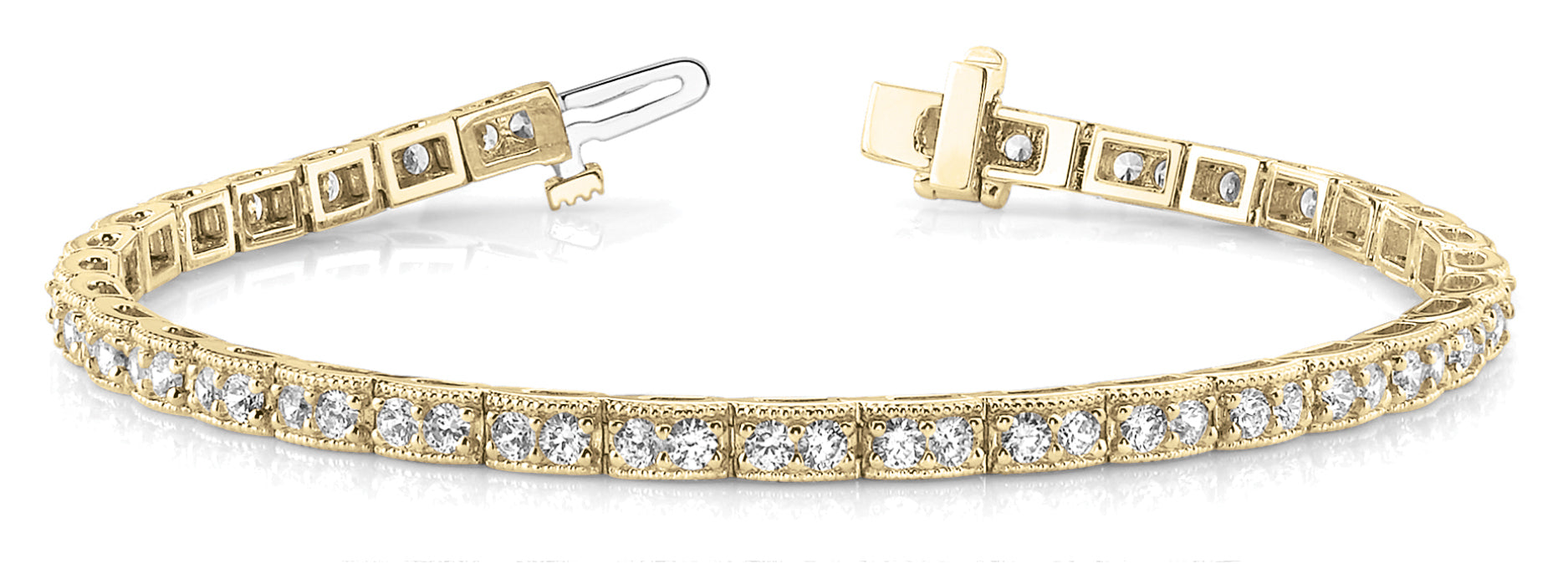 Vintage 14K Yellow Gold Diamond Tennis Bracelet