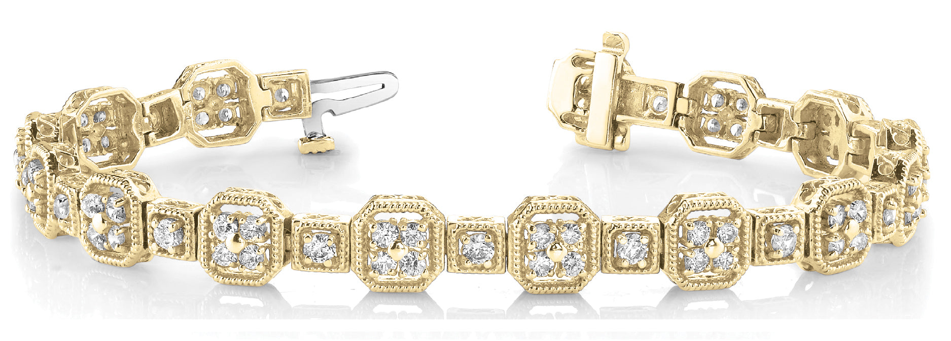 14K Yellow Gold Lab Diamond Vintage Bracelet